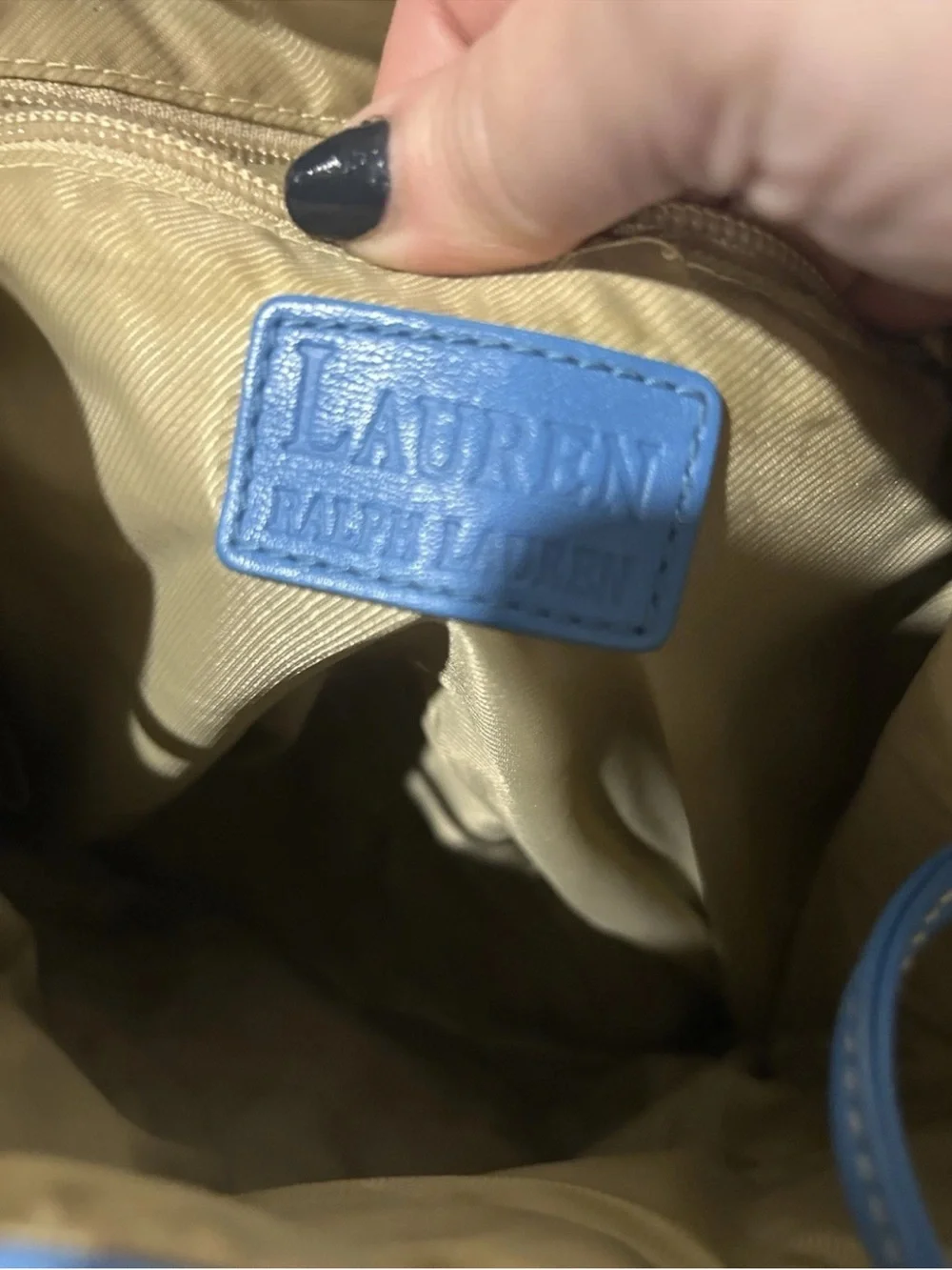 VTG Ralph Lauren Sky Blue Leather Backpack